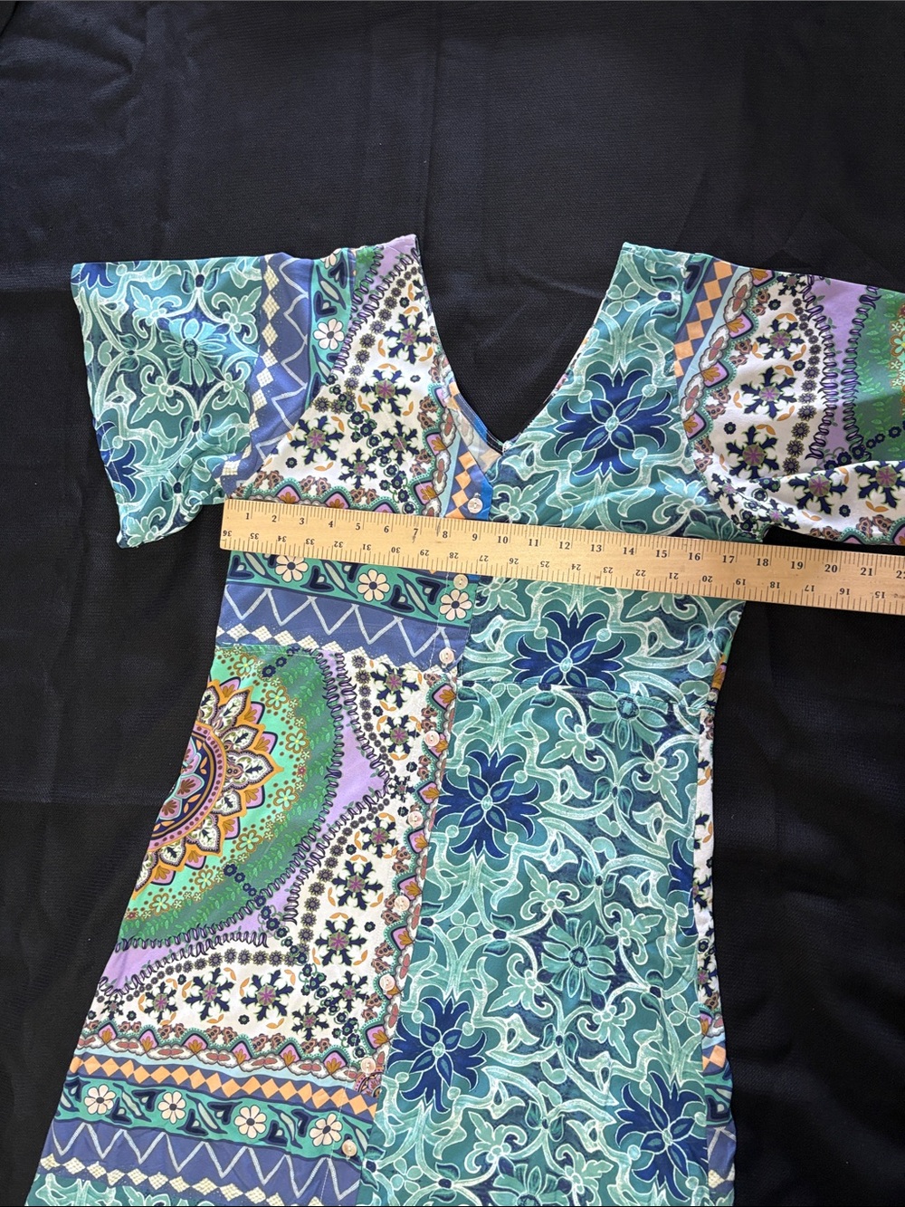 Bohemian Teal & Multi Maxi Dress with V-Neck - Picture 10 of 13